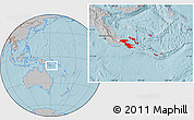 Gray Location Map of Milne Bay, hill shading