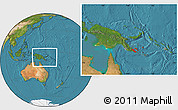 Satellite Location Map of Milne Bay, within the entire country