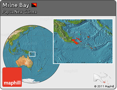 Satellite Location Map of Milne Bay