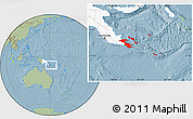 Savanna Style Location Map of Milne Bay, highlighted country, hill shading