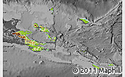 Physical Map of Milne Bay, darken, desaturated