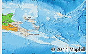 Shaded Relief Map of Milne Bay, political outside