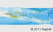 Physical Panoramic Map of Milne Bay, single color outside