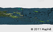 Satellite Panoramic Map of Milne Bay, darken