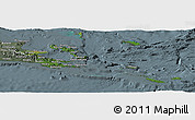 Satellite Panoramic Map of Milne Bay, semi-desaturated