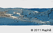 Shaded Relief Panoramic Map of Milne Bay, darken