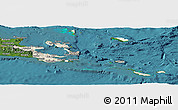 Shaded Relief Panoramic Map of Milne Bay, satellite outside