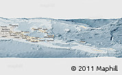 Shaded Relief Panoramic Map of Milne Bay, semi-desaturated