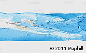 Shaded Relief Panoramic Map of Milne Bay, single color outside