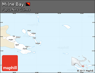 Classic Style Simple Map of Milne Bay, single color outside
