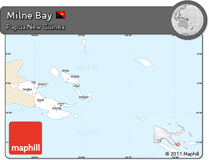 Classic Style Simple Map of Milne Bay, single color outside