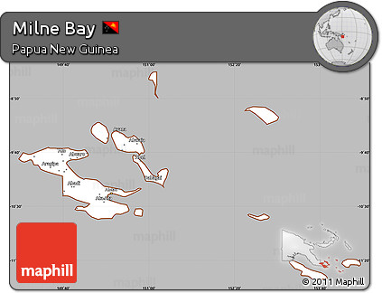 Gray Simple Map of Milne Bay, cropped outside