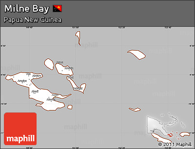 Gray Simple Map of Milne Bay, cropped outside