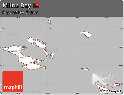 Gray Simple Map of Milne Bay, cropped outside
