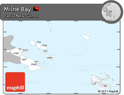 Gray Simple Map of Milne Bay, single color outside