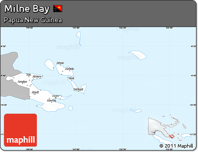 Gray Simple Map of Milne Bay, single color outside