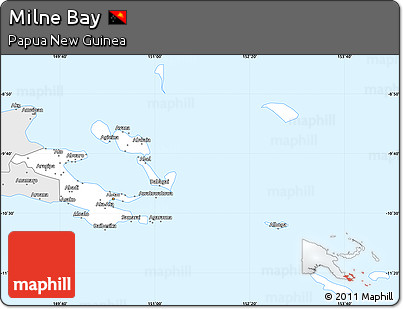 Silver Style Simple Map of Milne Bay
