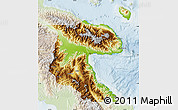 Physical Map of Morobe, lighten