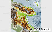 Physical Map of Morobe, semi-desaturated