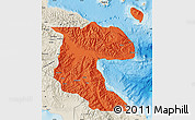 Political Map of Morobe, shaded relief outside