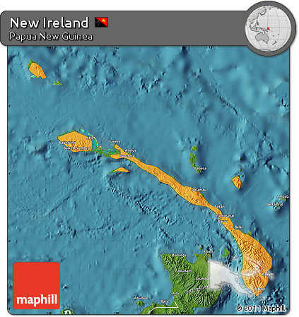 Political Map of New Ireland, satellite outside