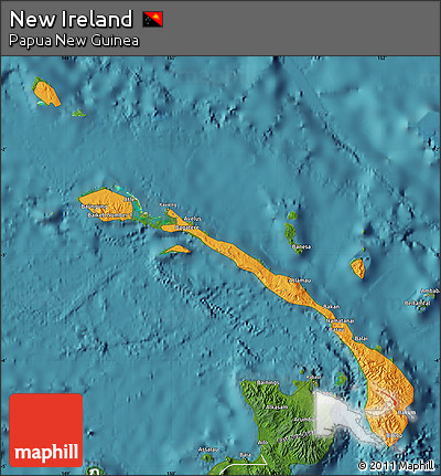 Political Map of New Ireland, satellite outside