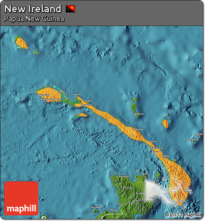 Political Map of New Ireland, satellite outside