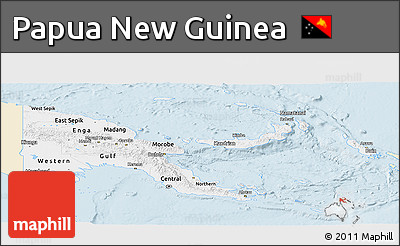 Classic Style Panoramic Map of Papua New Guinea, single color outside