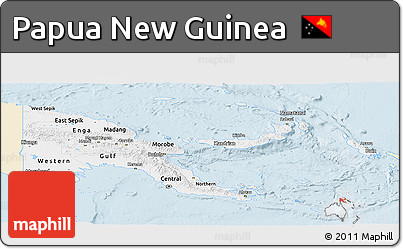 Classic Style Panoramic Map of Papua New Guinea, single color outside