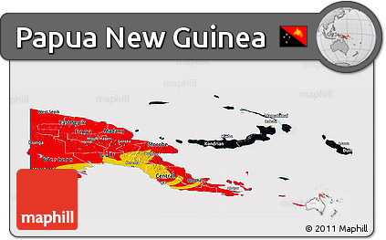 Flag Panoramic Map of Papua New Guinea, flag rotated