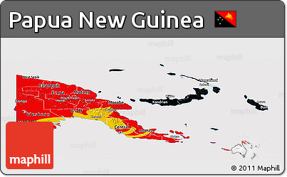 Flag Panoramic Map of Papua New Guinea, flag rotated