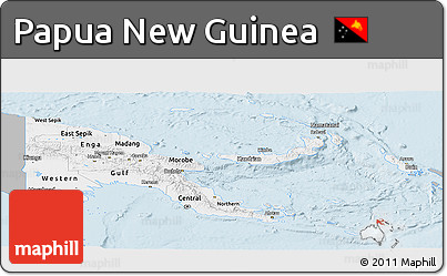 Gray Panoramic Map of Papua New Guinea, single color outside