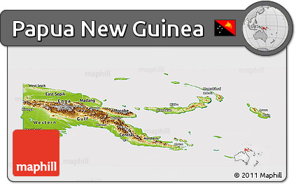 Physical Panoramic Map of Papua New Guinea, cropped outside