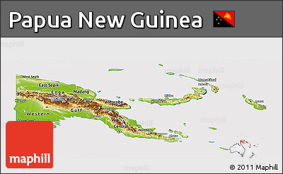 Physical Panoramic Map of Papua New Guinea, cropped outside