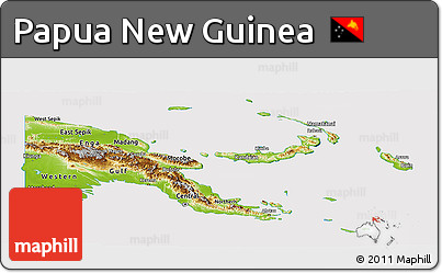Physical Panoramic Map of Papua New Guinea, cropped outside