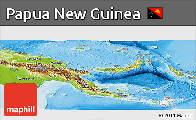 Physical Panoramic Map of Papua New Guinea