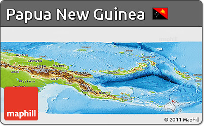 Physical Panoramic Map of Papua New Guinea