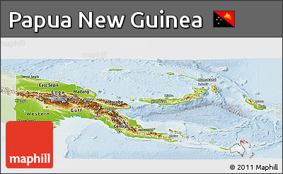 Physical Panoramic Map of Papua New Guinea, lighten