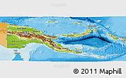 Physical Panoramic Map of Papua New Guinea, political outside