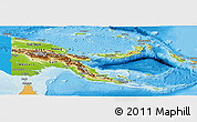 Physical Panoramic Map of Papua New Guinea, political shades outside