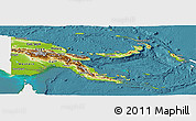 Physical Panoramic Map of Papua New Guinea, single color outside, satellite sea