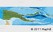 Satellite Panoramic Map of Papua New Guinea, political shades outside