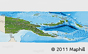 Satellite Panoramic Map of Papua New Guinea, shaded relief outside