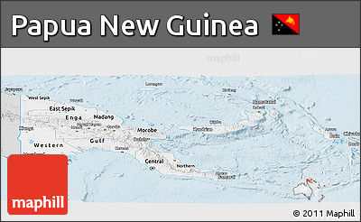 Silver Style Panoramic Map of Papua New Guinea