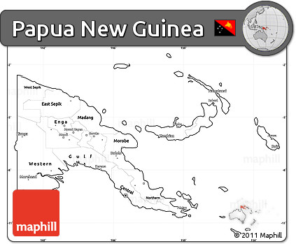 Blank Simple Map of Papua New Guinea, cropped outside