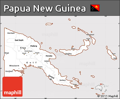 Classic Style Simple Map of Papua New Guinea, cropped outside