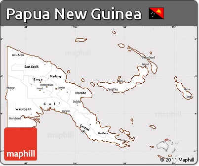 Classic Style Simple Map of Papua New Guinea, cropped outside