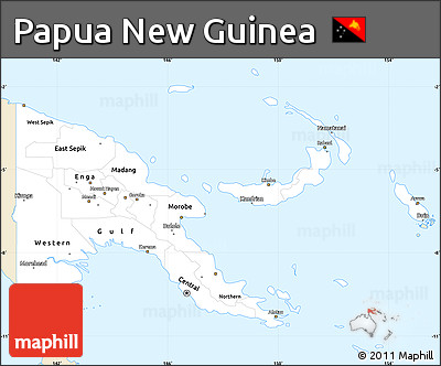 Classic Style Simple Map of Papua New Guinea, single color outside