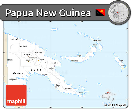 Classic Style Simple Map of Papua New Guinea, single color outside