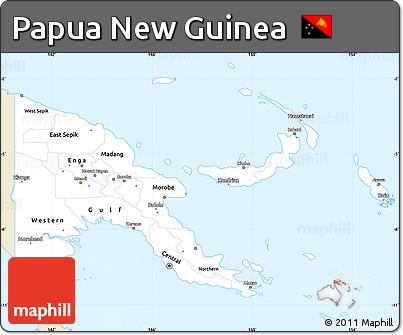 Classic Style Simple Map of Papua New Guinea, single color outside